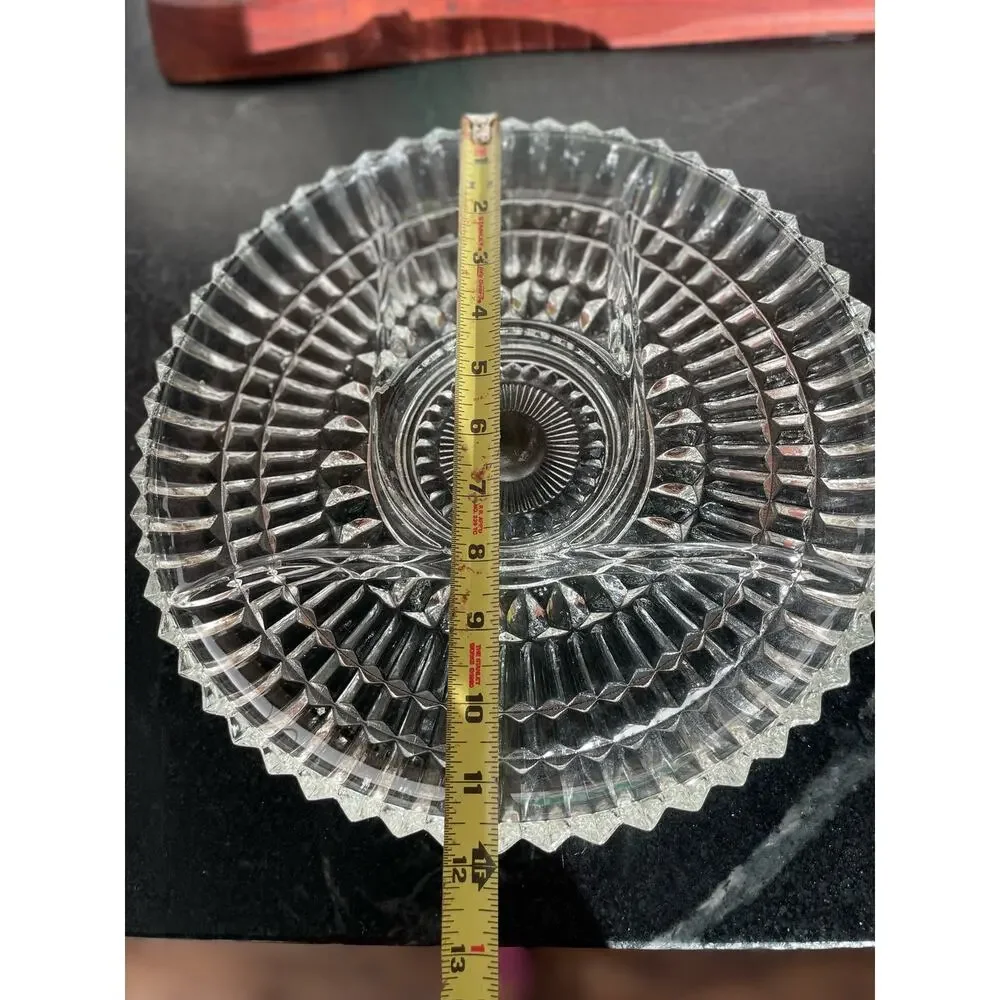 Vintage Kromex glass 12” 5 compartment relish tray.